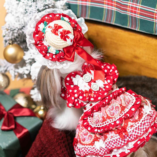 High quality handmade dog dresses strawberry princess
