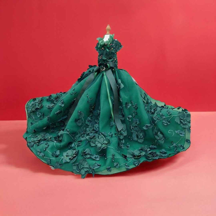 Emerald Green Floral Pet Gown | Luxury Dog Dress for Weddings & Special Occasions - GiFTiFY