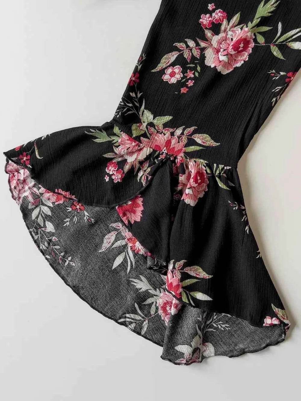 Plus Size Floral Flare Sleeve Dress - GiFTiFY