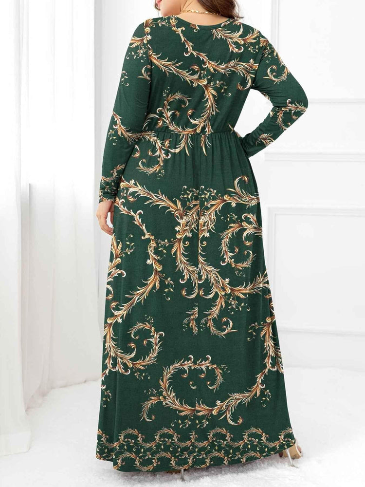 Plus Size Round Neck Maxi Dress with Pockets - GiFTiFY