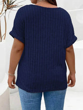 Plus Size Ribbed Half Zip Relaxed Fit T-Shirt - GiFTiFY