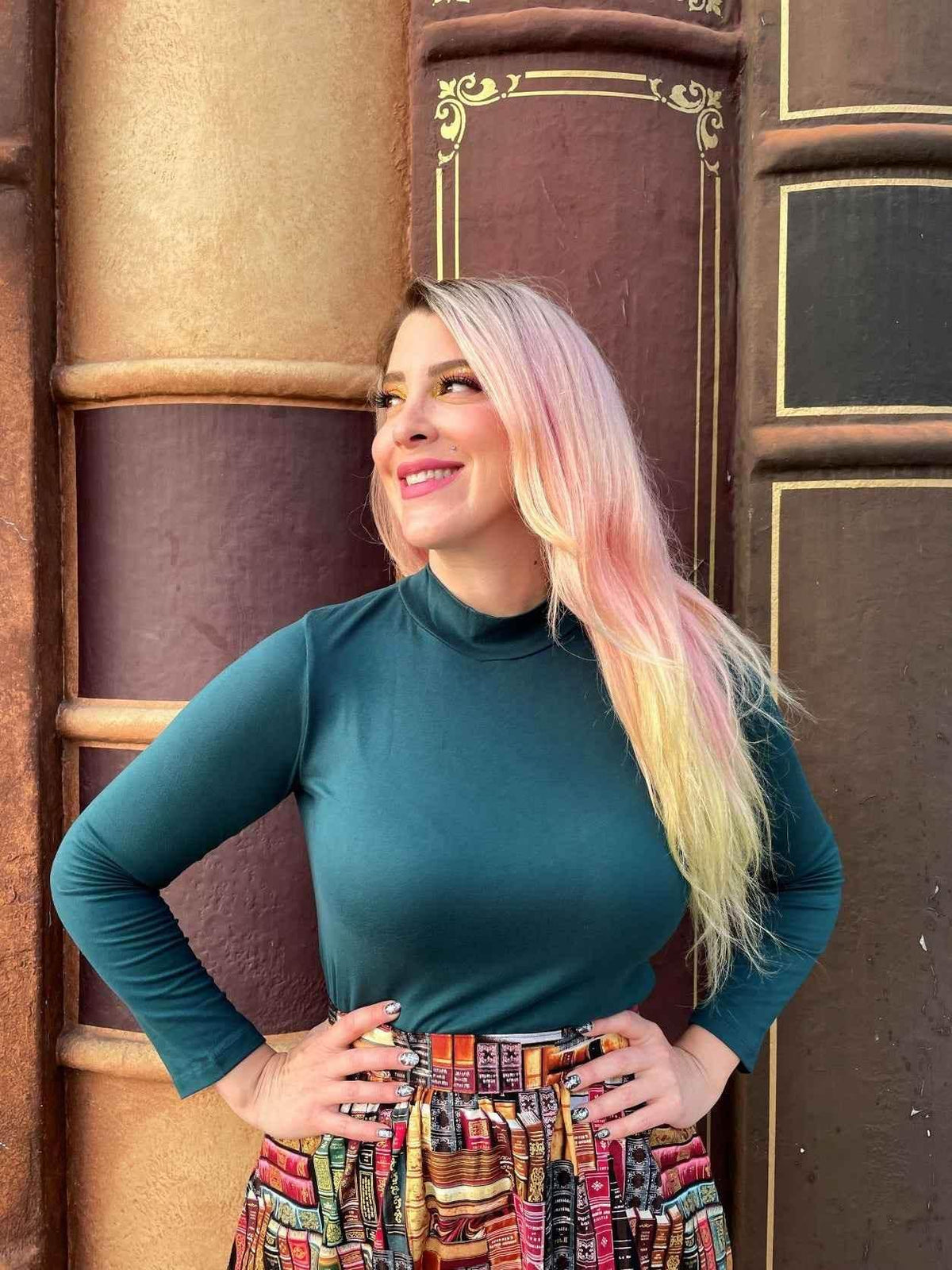 Green Mock Neck Top Shirts & Tops by Retrolicious