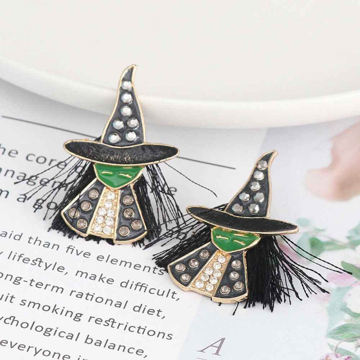 Witch Rhinestone Alloy Earrings - GiFTiFY