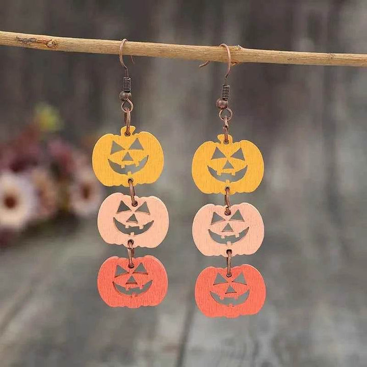 Wooden Contrast Pumpkin Earrings - GiFTiFY