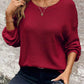 Plus Size Relaxed Fit Waffle Knit Round Neck T-Shirt
