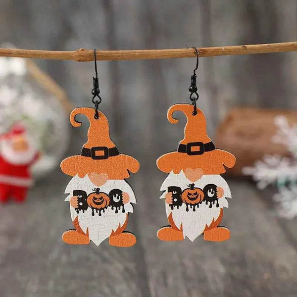 Wooden Dwarfs Pumpkin Dangle Earrings - GiFTiFY