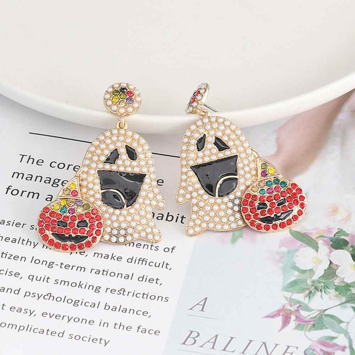Ghost Rhinestone Alloy Earrings - GiFTiFY