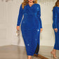 Honey Plus Size Surplice Neck Slit Dress - GiFTiFY