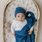Luxe Collection 100% Organic Cotton Luxury Knit Baby Blanket + Hat Set with Gift Box