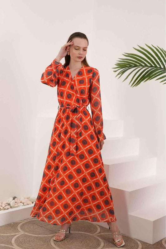 Sun Print Chiffon Dress