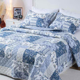 Kasentex Vintage Blue Patchwork Floral Quilt Set - All Season Bedding, Room Decor, Graduation Gifts by Kasentex