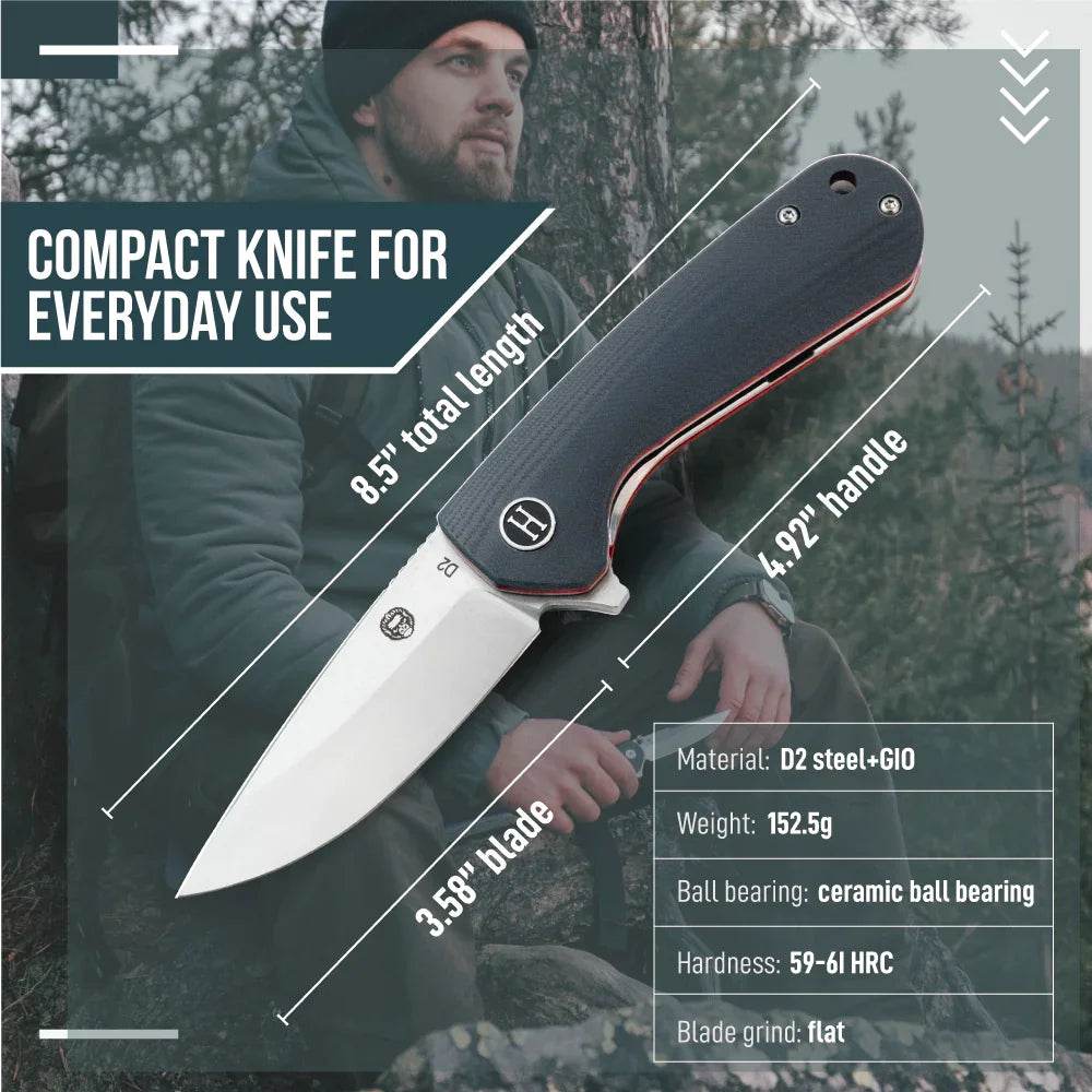 The Peasant Folding Pocket Knife Giftset for Men and Women (Red and Grey) Folding Pocket Knife by Holtzman's Gorilla Survival