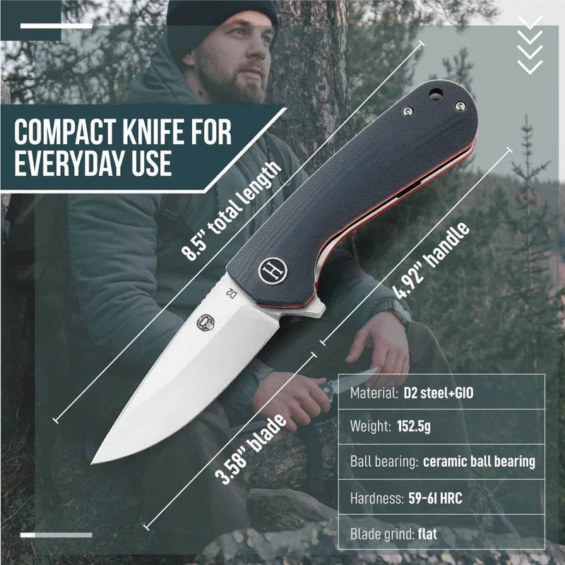 The Peasant Folding Pocket Knife Giftset for Men and Women (Red and Grey) Folding Pocket Knife by Holtzman's Gorilla Survival