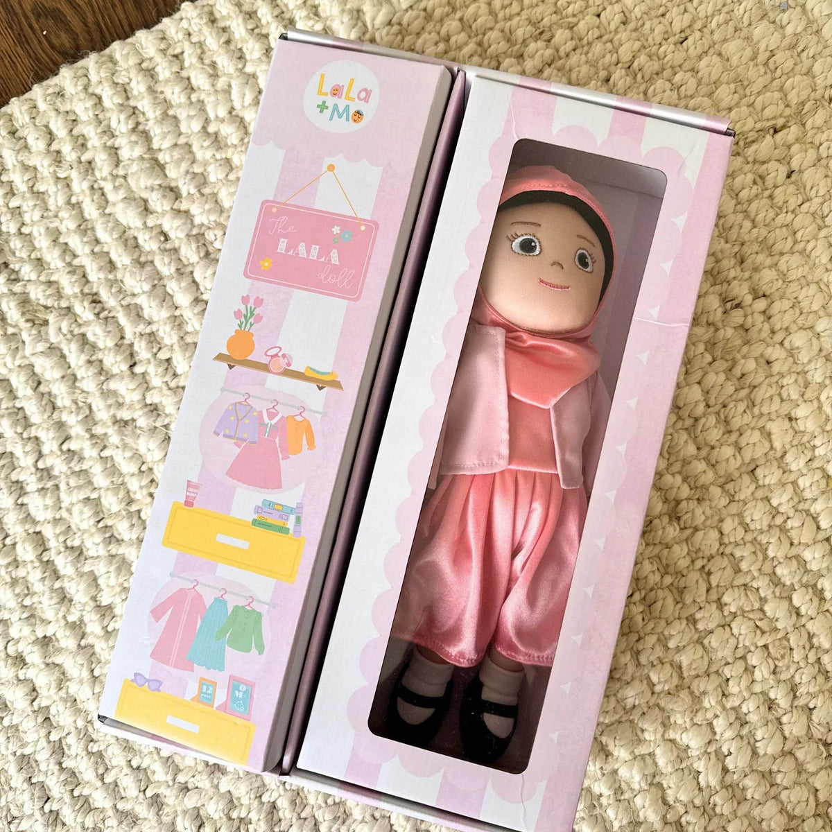 The Lala Doll + 4 Outfits + Prayer Rug | My First Hijabi, Muslim Doll Doll by Lala + Mo