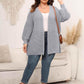 Plus Size Open Front Dropped Shoulder Knit Cardigan - GiFTiFY