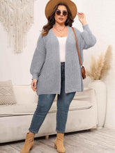 Plus Size Open Front Dropped Shoulder Knit Cardigan - GiFTiFY
