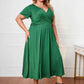Honey Plus Size Short Sleeve Surplice Neck Midi Dress - GiFTiFY