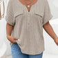 Plus Size Ribbed Half Zip Relaxed Fit T-Shirt - GiFTiFY