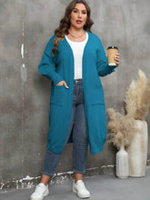 Plus Size Long Sleeve Pocketed Cardigan - GiFTiFY