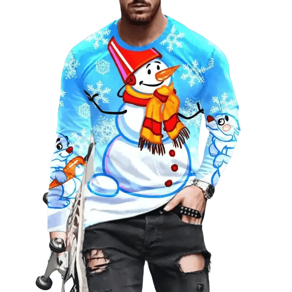 3D Digital Printing Holiday Atmosphere Round Neck Long-sleeved Shirt - GiFTiFY