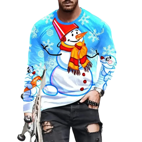 3D Digital Printing Holiday Atmosphere Round Neck Long-sleeved Shirtmen's shirts,O-neck shirts,t-shirts