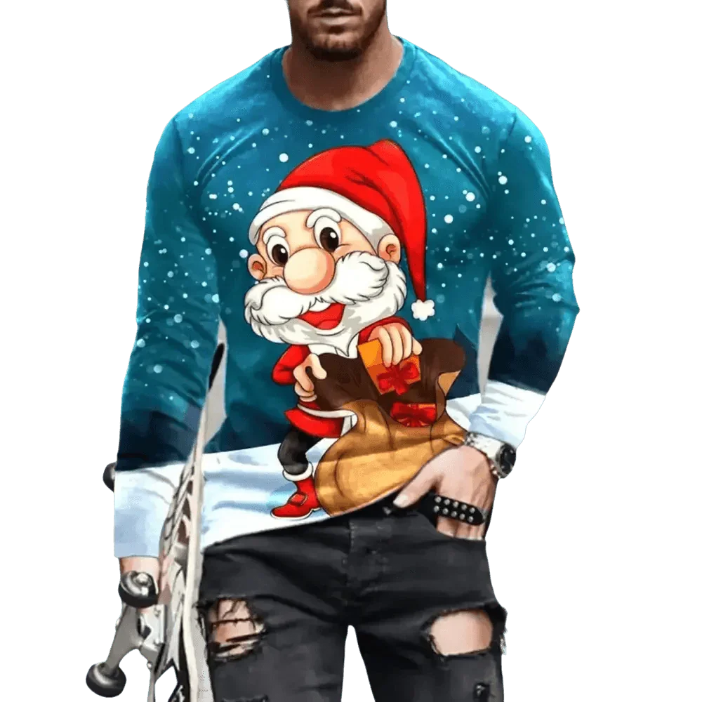 3D Digital Printing Holiday Atmosphere Round Neck Long-sleeved Shirt - GiFTiFY