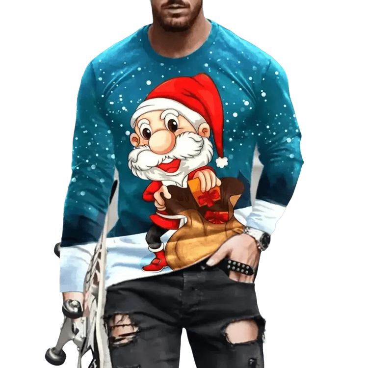 3D Digital Printing Holiday Atmosphere Round Neck Long-sleeved Shirt - GiFTiFY