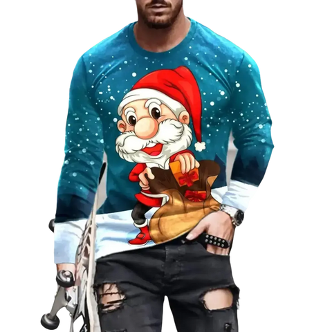 3D Digital Printing Holiday Atmosphere Round Neck Long-sleeved Shirtmen's shirts,O-neck shirts,t-shirts
