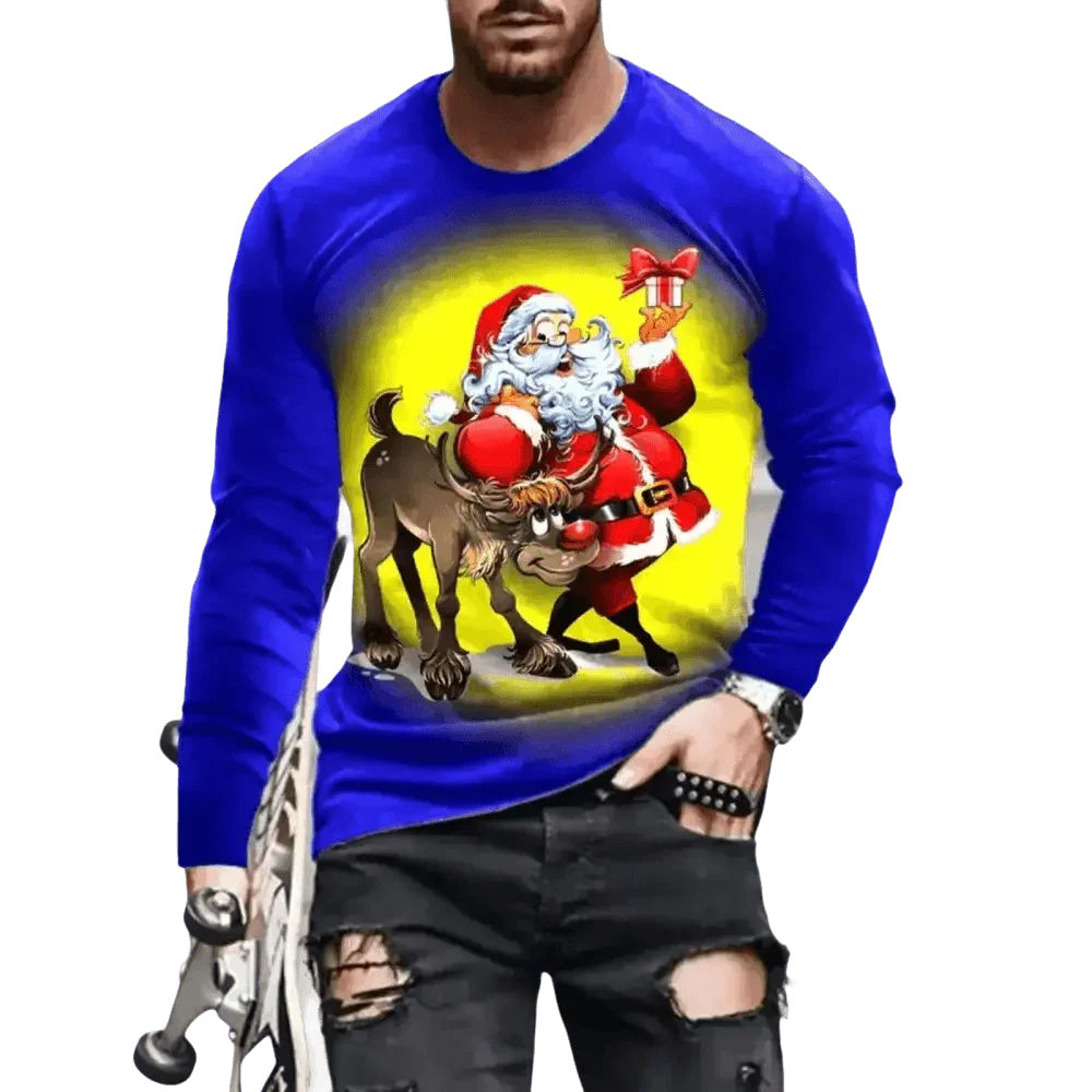 3D Digital Printing Holiday Atmosphere Round Neck Long-sleeved Shirt - GiFTiFY