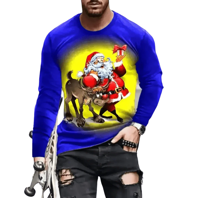 3D Digital Printing Holiday Atmosphere Round Neck Long-sleeved Shirt - GiFTiFY