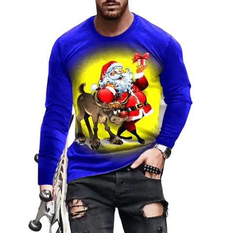 3D Digital Printing Holiday Atmosphere Round Neck Long-sleeved Shirtmen's shirts,O-neck shirts,t-shirts