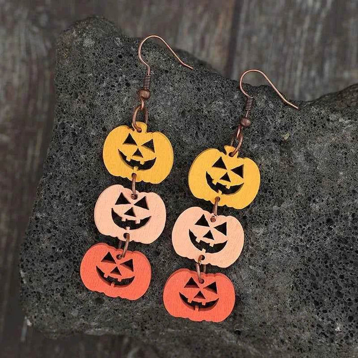 Wooden Contrast Pumpkin Earrings - GiFTiFY