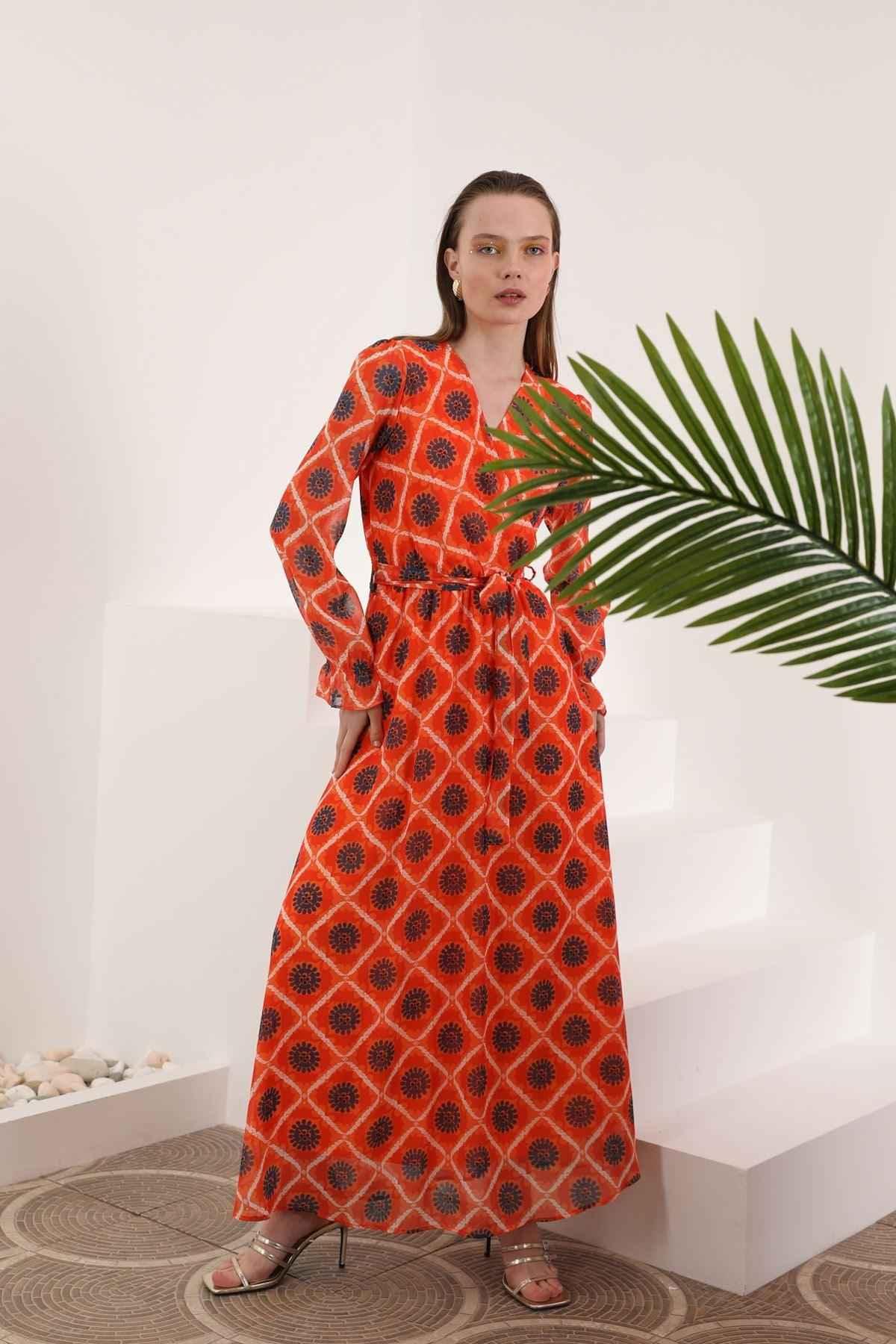 Sun Print Chiffon Dress