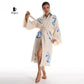 Handcrafted Seagull Print Kimono Robe in Organic Cotton - Bohemian Beach Cover Up Miyawfashion