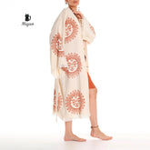 Unique Sun Stamped Robe: Eco-Friendly Organic Cotton Boho Kimono - GiFTiFY