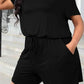 Plus Size Drawstring Waist Romper with Pockets - GiFTiFY