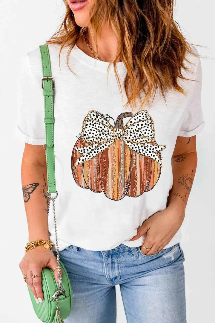 Full Size Pumpkin Round Neck Short Sleeve T-Shirt - GiFTiFY
