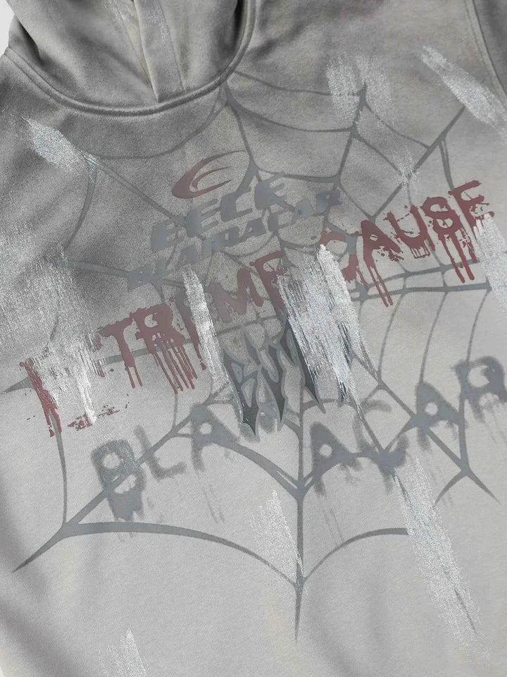 Men's Gothic Spider Web Graffiti Print Hoodie - GiFTiFY