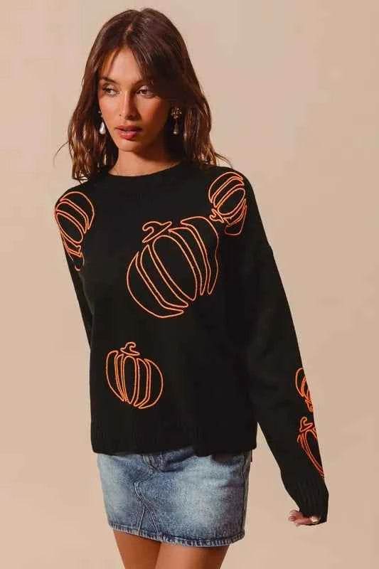 SO ME Pumpkin Embroidered Halloween Thanksgiving Sweater - GiFTiFY