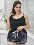 Plus Size Lace Trim Scoop Neck Cami and Printed Shorts Pajama Set - GiFTiFY