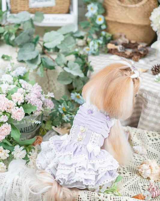 Luxury design dog dress velvet rose 2 colors