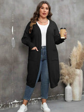 Plus Size Long Sleeve Pocketed Cardigan - GiFTiFY