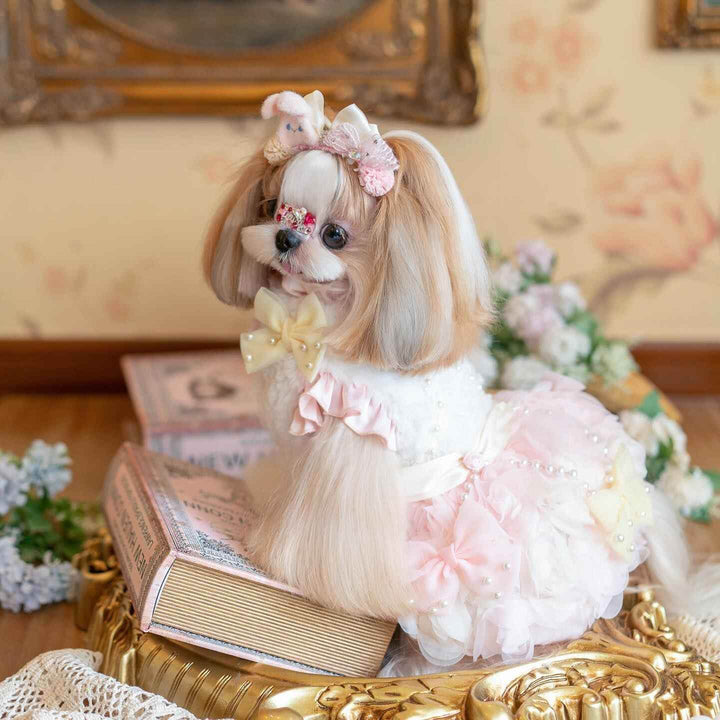 Luxury design Pearl Rose Fur dog Princess Dress - GiFTiFY