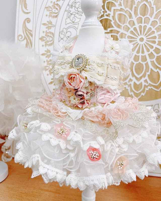 High quality handmade dog dress lace flowers