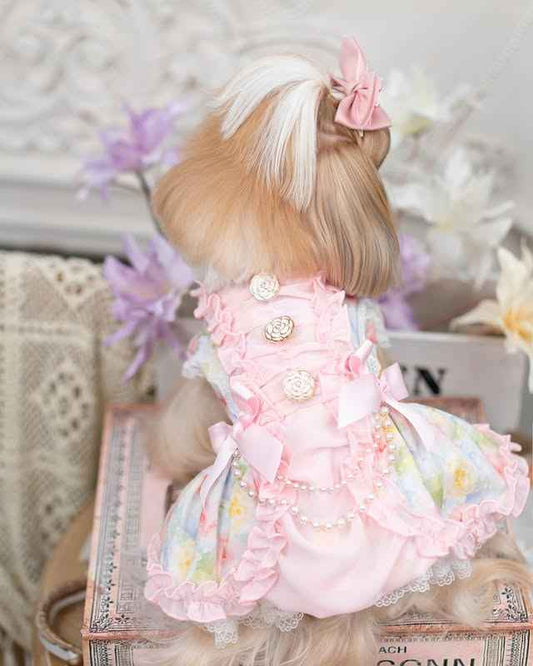 Luxury design dog dress pearls chain accessories 2 colors