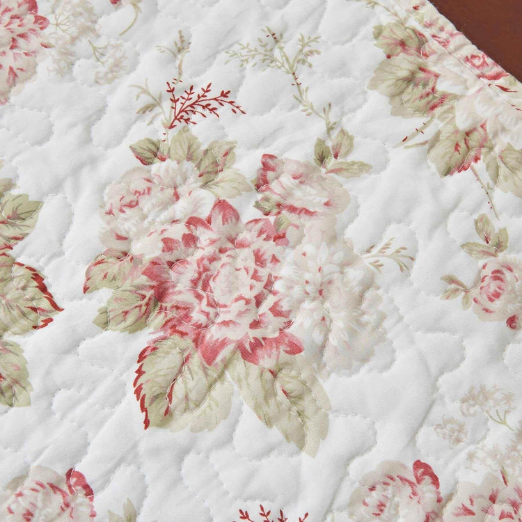 DaDa Bedding Hint of Mint Cottage Floral Roses Quilted Cotton Dining Table Runner (3036) Table Runners by DaDalogy Bedding Collection