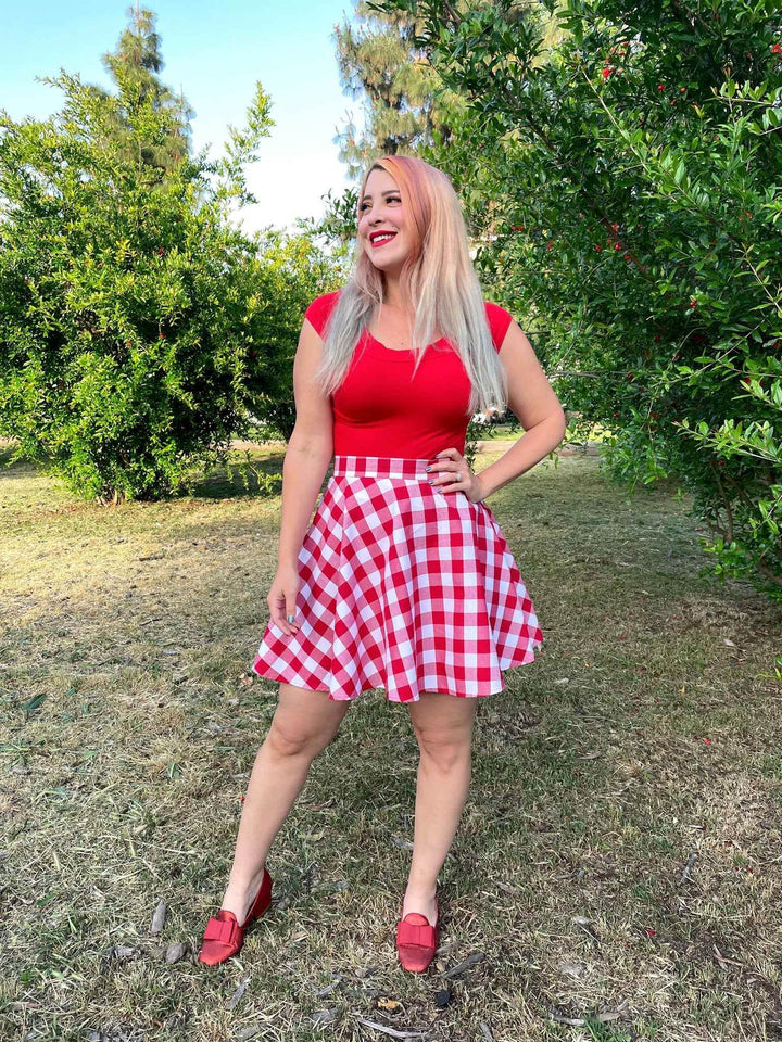 Retro Boat Neck Top in Red - GiFTiFY