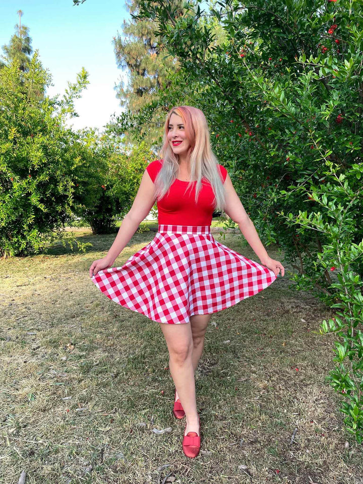 Retro Boat Neck Top in Red - GiFTiFY