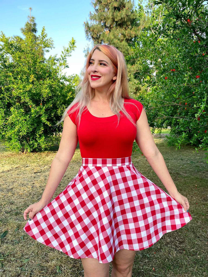 Retro Boat Neck Top in Red - GiFTiFY