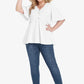 Plus Size Buttoned V-Neck Frill Trim Babydoll Blouse - GiFTiFY